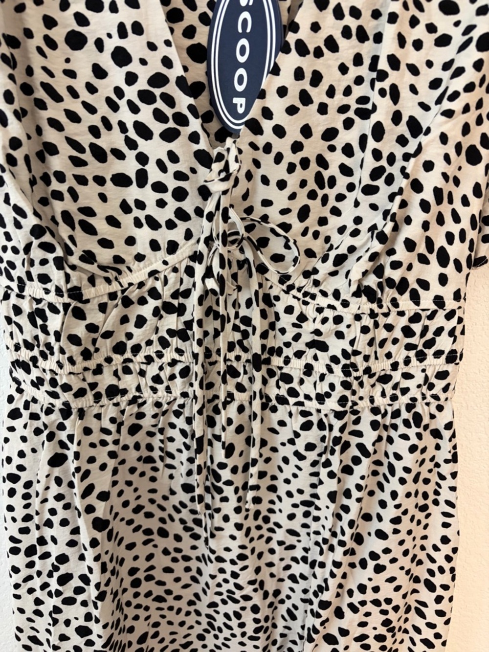 NWT Scoop Beige and Black Dotted Short Sleeve Dress SZ XXL (20) - Picture 3 of 6